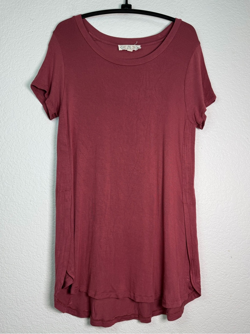 Pink Rose Short Sleeve Tunic T-Shirt in Dusty Rose, Size S